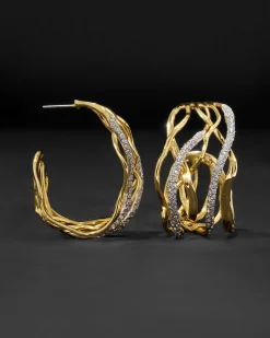 Solanales Crystal Woven Hoop Earring