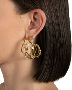 Solanales Crystal Woven Hoop Earring
