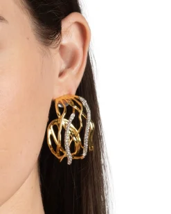Solanales Crystal Woven Hoop Earring