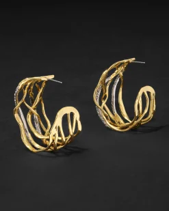 Solanales Crystal Woven Hoop Earring