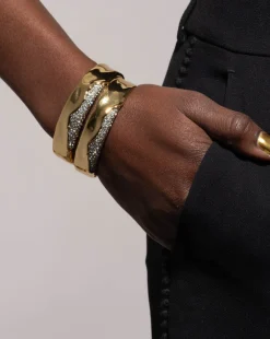 Solanales Gold Crystal Cuff Bracelet