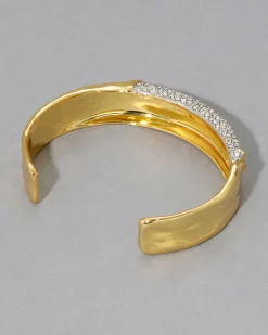 Solanales Gold Crystal Cuff Bracelet
