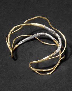 Solanales Gold Crystal Intertwined Cuff Bracelet