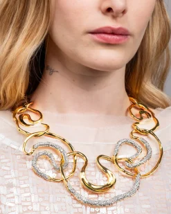 Solanales Gold Crystal Intertwined Necklace