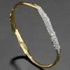 Solanales Gold Crystal Skinny Bangle Bracelet