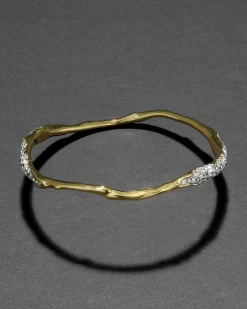 Solanales Gold Crystal Skinny Bangle Bracelet