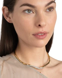Solanales Gold Crystal Skinny Collar