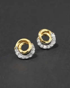 Solanales Gold Crystal Spiral Stud Earring