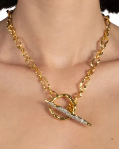 Solanales Gold Crystal Toggle Necklace