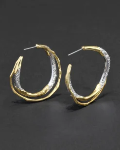 Solanales Gold Crystal Twist Hoop Earring
