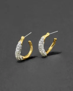 Solanales Gold Crystal Twist Mini Hoop Earring