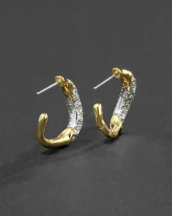 Solanales Gold Crystal Twist Mini Hoop Earring