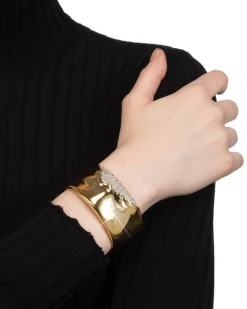 Solanales Gold Crystal Wide Cuff Bracelet