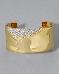 Solanales Gold Crystal Wide Cuff Bracelet