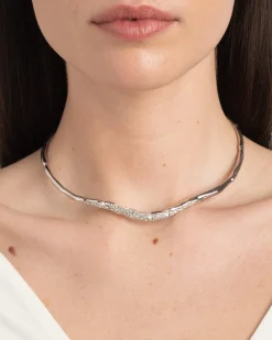 Solanales Silver Crystal Skinny Collar