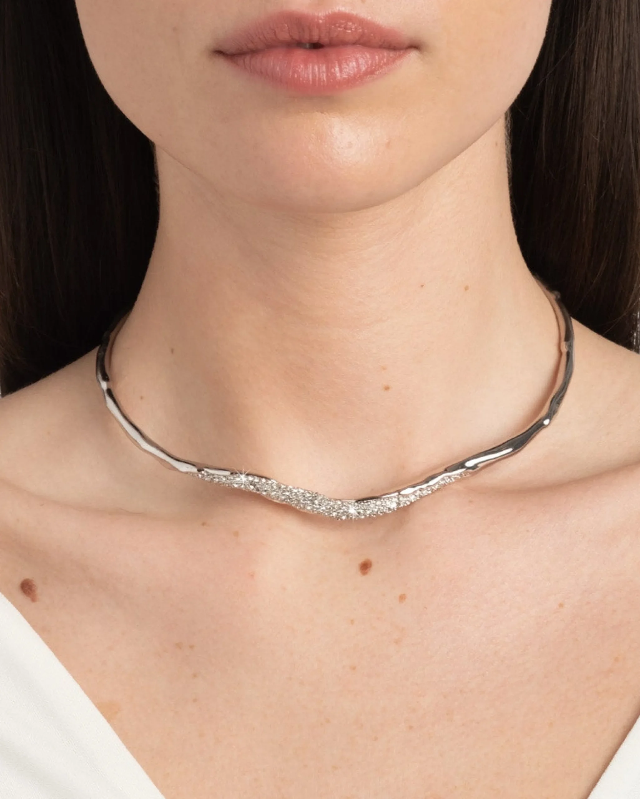 Solanales Silver Crystal Skinny Collar