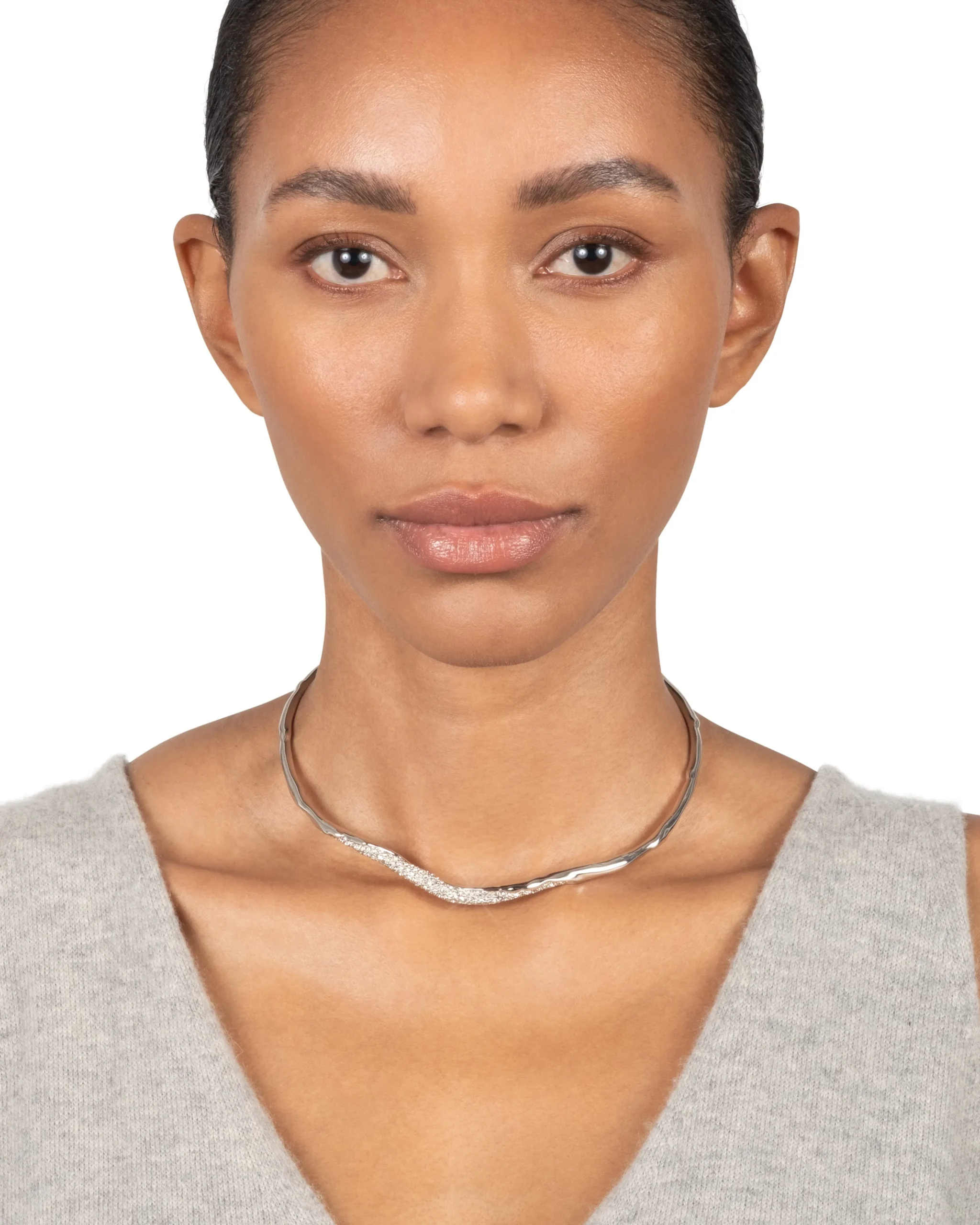 Solanales Silver Crystal Skinny Collar