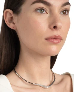 Solanales Silver Crystal Skinny Collar