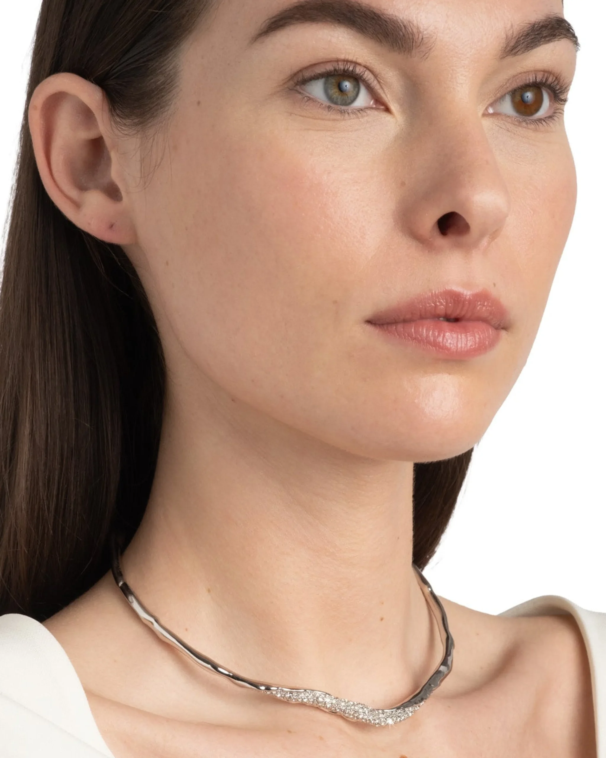 Solanales Silver Crystal Skinny Collar