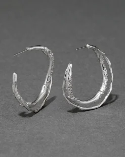Solanales Silver Crystal Twist Hoop Earring