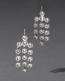Sterling Silver Cut Luminous Crystal Chandelier Earrings