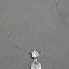 Sterling Silver & 14k Gold Pear Cut Luminous Crystal Drop Necklace