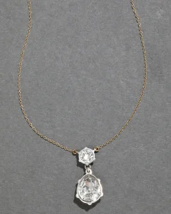 Sterling Silver & 14k Gold Pear Cut Luminous Crystal Drop Necklace