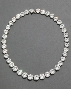 Sterling Silver Round Cut Luminous Crystal Riviera Necklace