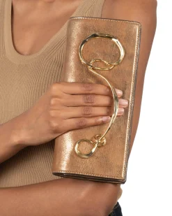 Twisted Gold Side Handle Clutch- Antique Gold