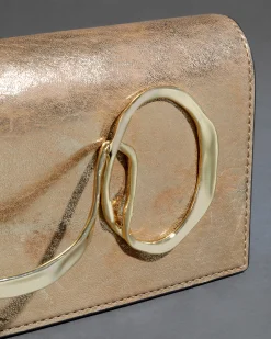 Twisted Gold Side Handle Clutch- Antique Gold