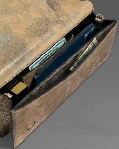 Twisted Gold Side Handle Clutch- Antique Gold