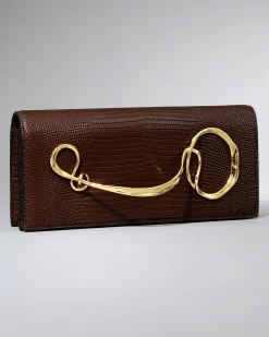 Twisted Gold Side Handle Clutch- Chocolate