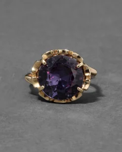 Vintage 1970s 10k Gold & Alexandrite Brutalist Ring