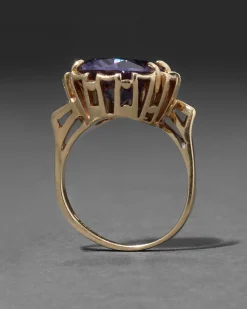 Vintage 1970s 10k Gold & Alexandrite Brutalist Ring