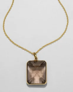 Vintage 1950s 14k Gold & Custom Cut Citrine Pendant Necklace