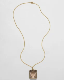 Vintage 1950s 14k Gold & Custom Cut Citrine Pendant Necklace