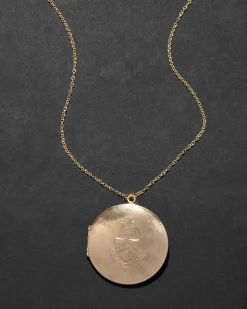 Vintage 1970s 14k Gold Fill Coat of Arms Locket Necklace