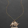 Vintage 1970s 14k Gold Hand Etched Taurus Bull Pendant Necklace
