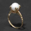 Vintage 1960s 18k Gold & Prong Set Natural Pearl Ring