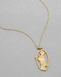 Vintage 1930s 14k Gold with Enamel French Mascot Pendant Necklace