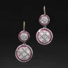 Vintage 1930s Platinum & 14k Gold Ruby & Diamond Deco Drop Earring