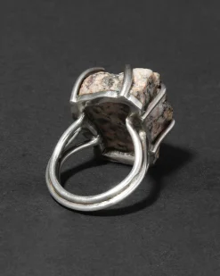 Vintage 1970s Sterling Silver & Astrophylite Handmade Brutalist Ring